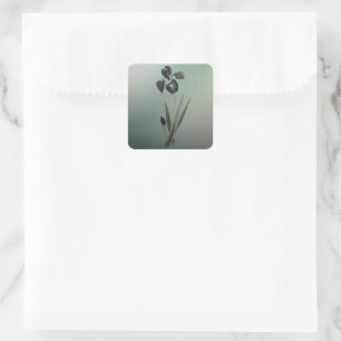Pegatina Cuadrada Iris Ukiyo-e japonés elegante y sencillo
