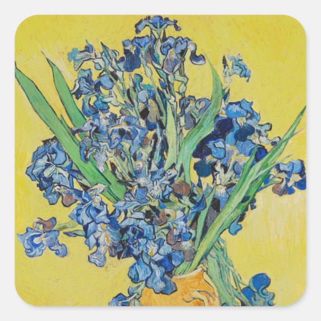 Pegatina Cuadrada Irises Vincent van Gogh (Anverso)