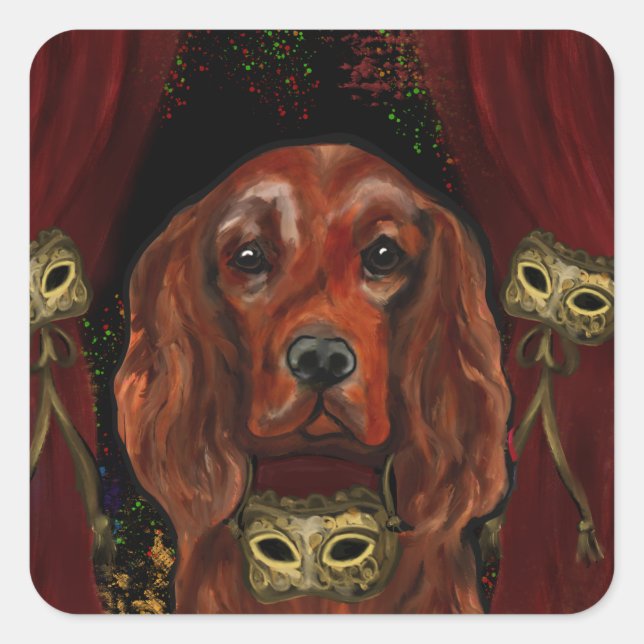Pegatina Cuadrada Irish Red Setter    Postcard (Anverso)