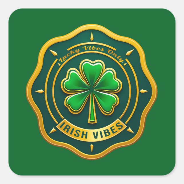 Pegatina Cuadrada Irish Vibes Club St Patrick’s Day - Autocolante (Anverso)
