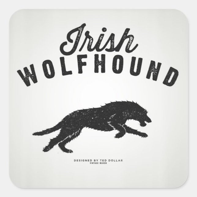 Pegatina Cuadrada Irish Wolfhound Sticker (Anverso)