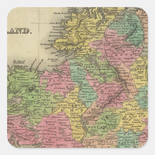 Pegatina Cuadrada Irlanda 14 (Anverso)