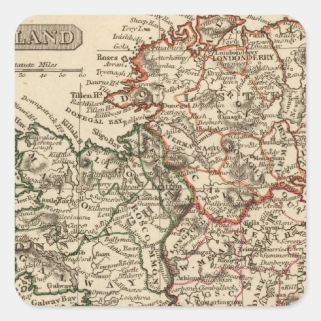 Pegatina Cuadrada Irlanda 18 (Anverso)