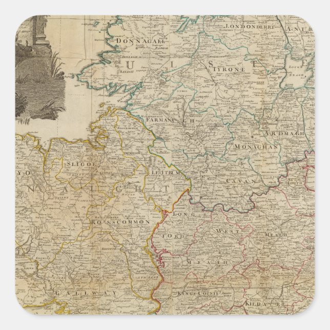 Pegatina Cuadrada Irlanda compuesta (Anverso)