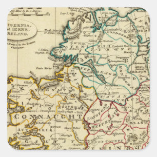 Pegatina Cuadrada Irlanda con fronteras delineadas