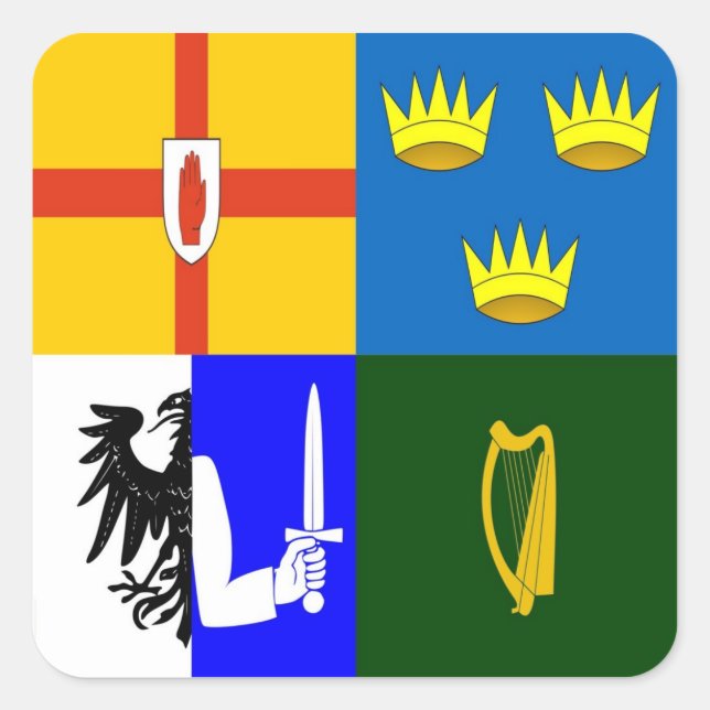 Pegatina Cuadrada Irlanda Cuatro provincias (Anverso)