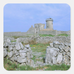 Pegatina Cuadrada Irlanda, Inishmore, Isla Aran, Fuerte Dun Aengus