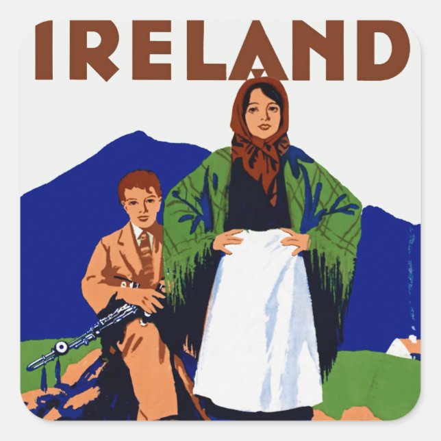 Pegatina Cuadrada Irlanda ~ La tierra de la juventud eterna (Anverso)