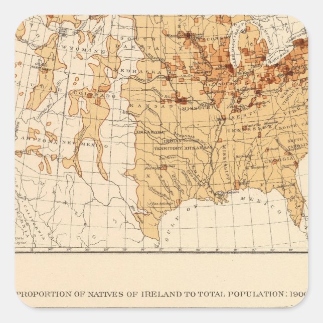 Pegatina Cuadrada Irlanda nativa 1900 (Anverso)