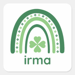 Pegatina Cuadrada irma Name Clover Boho Rainbow