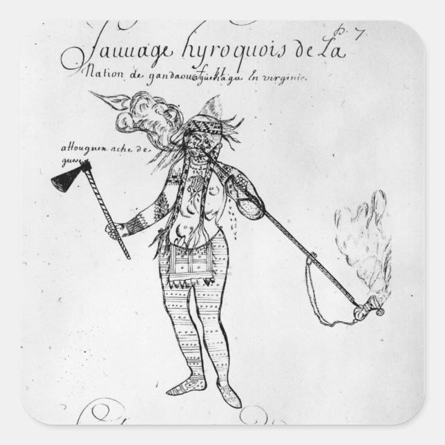 Pegatina Cuadrada Iroqueses indios de Canadá (Anverso)