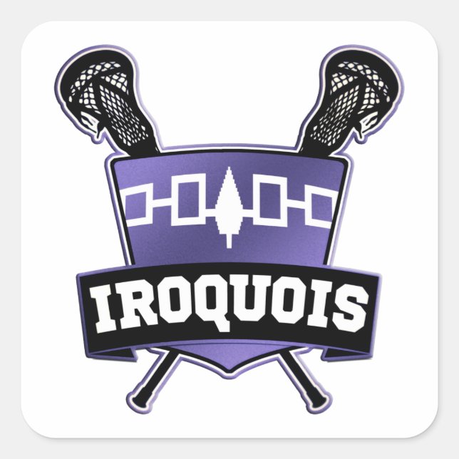 Pegatina Cuadrada Iroquois Nation Lacrosse (Anverso)