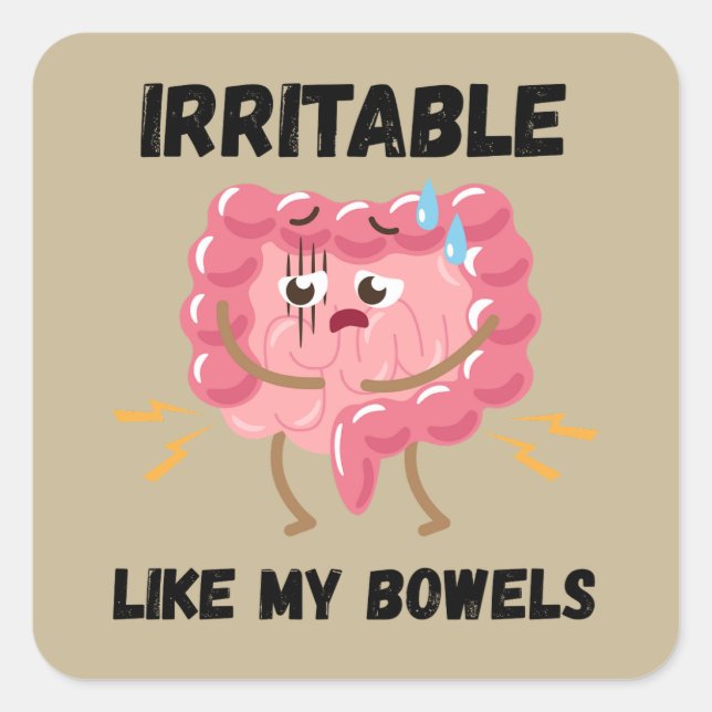Pegatina Cuadrada Irritable Como Mis Intestinos (Anverso)