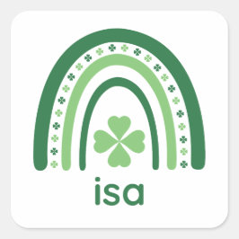 Pegatina Cuadrada isa Name Clover Boho Rainbow