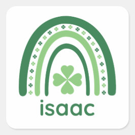 Pegatina Cuadrada isaac Name Clover Boho Rainbow
