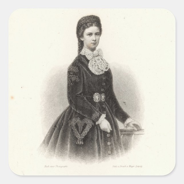 Pegatina Cuadrada Isabel de Austria (Anverso)