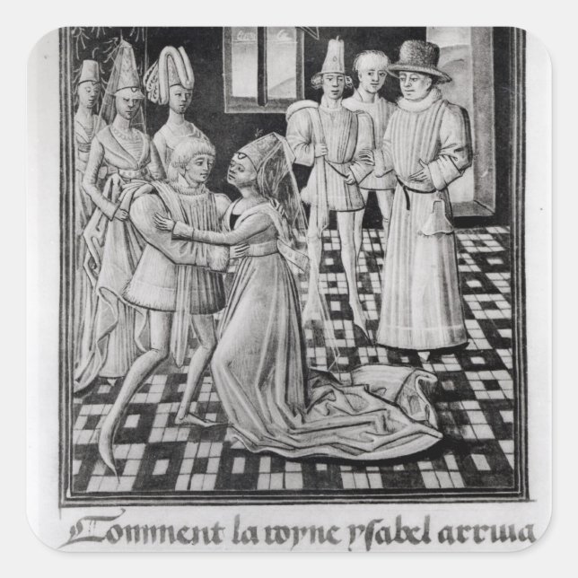 Pegatina Cuadrada Isabel de Francia, reina de Inglaterra (Anverso)