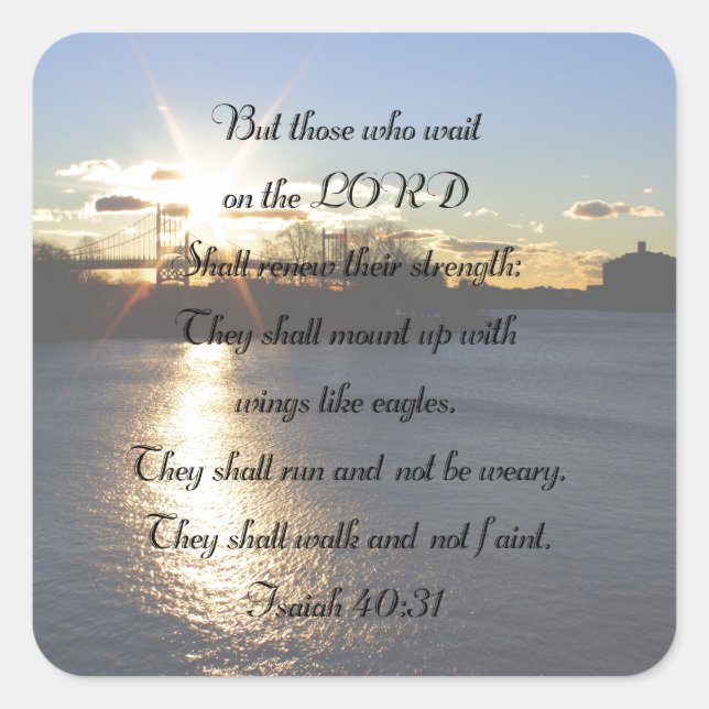 Pegatina Cuadrada Isaías 40:31...alas como águilas. (Anverso)