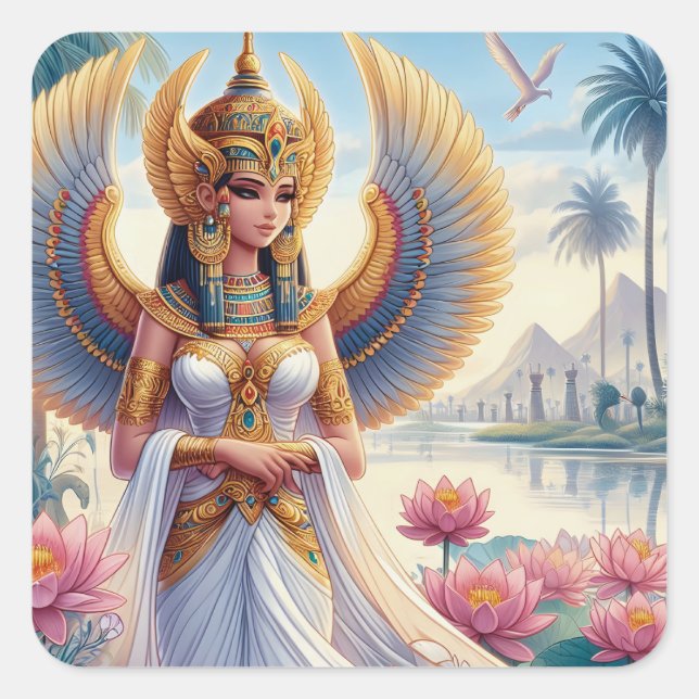 Pegatina Cuadrada Isis: Goddess of the Nile (Anverso)