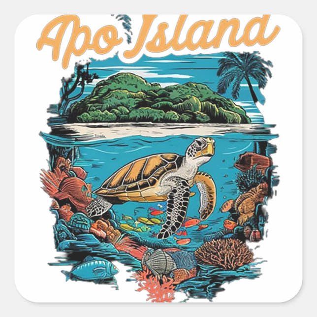 Pegatina Cuadrada Isla Apo (Anverso)