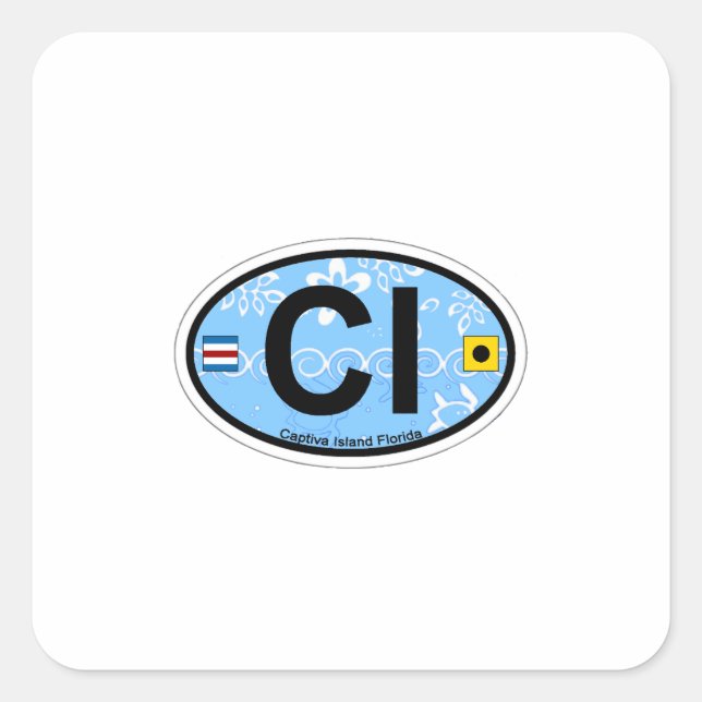 Pegatina Cuadrada Isla Captiva - Oval. (Anverso)