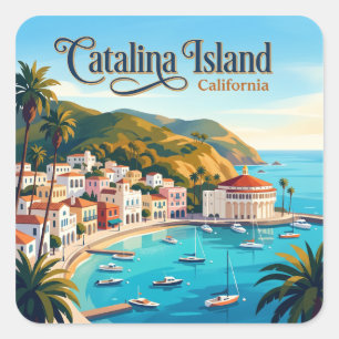 Pegatina Cuadrada Isla Catalina EE. UU.