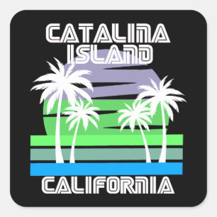 Pegatina Cuadrada Isla Catalina Vintage California