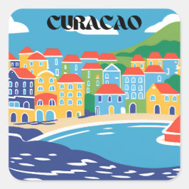 Pegatina Cuadrada Isla Curacao
