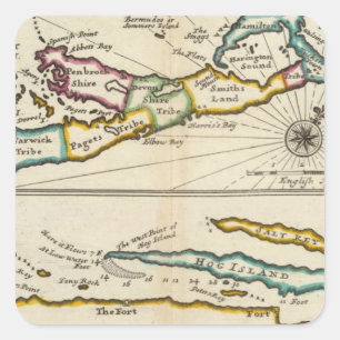 Pegatina Cuadrada Isla de Bermudas, parte de la isla de Providence