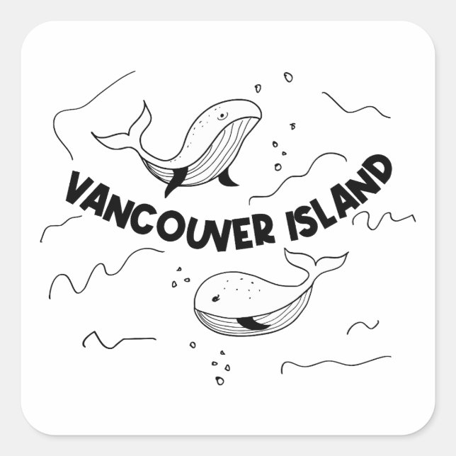 Pegatina Cuadrada Isla de Vancouver Canadá Ballenas (Anverso)