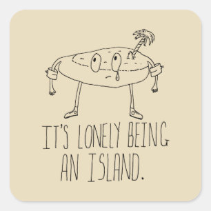 Pegatina Cuadrada Isla del dibujo animado