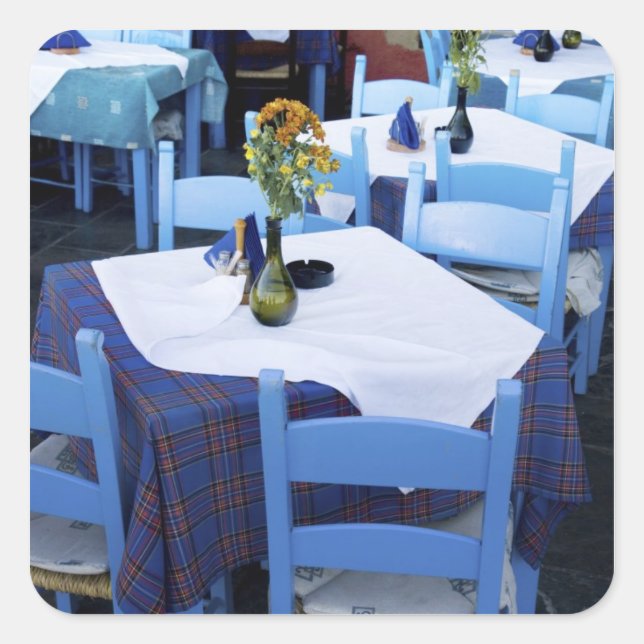 Pegatina Cuadrada Isla Griega de Creta y casco antiguo de Chania (Anverso)