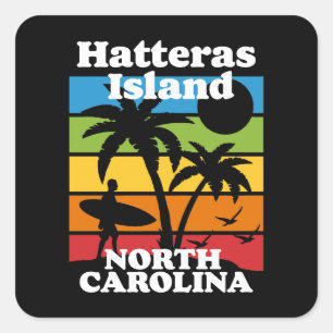 Pegatina Cuadrada Isla Hatteras, Carolina del Norte