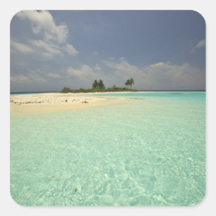 Pegatina Cuadrada Isla Mathidhoo, deshabitada, Huvadhoo del Norte