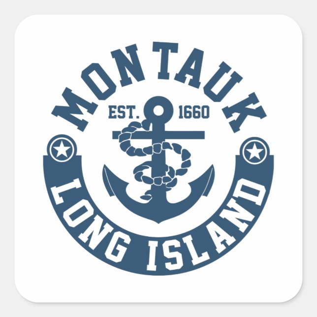 Pegatina Cuadrada Isla Montauk Long (Anverso)