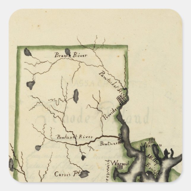 Pegatina Cuadrada Isla Rhode 6 (Anverso)