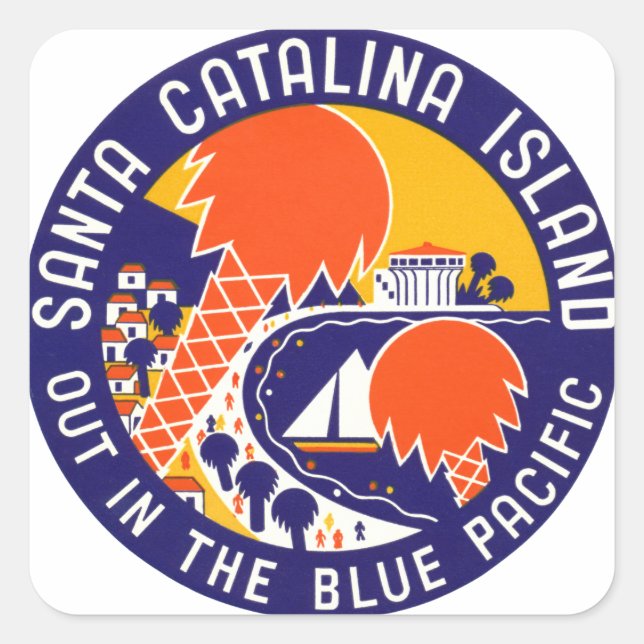 Pegatina Cuadrada Isla Santa Catalina 1935 (Anverso)