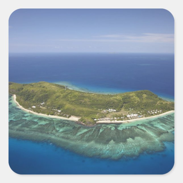 Pegatina Cuadrada Isla Tokoriki, Islas Mamanuca, Fiji (Anverso)