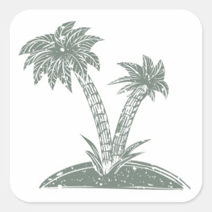 Pegatina Cuadrada Isla Tropical