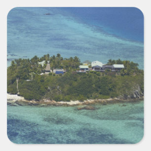 Pegatina Cuadrada Isla Wadigi, Islas Mamanuca, Fiji