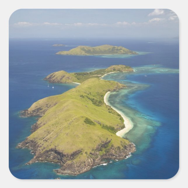 Pegatina Cuadrada Isla Yanuya, Islas Mamanuca, Fiji (Anverso)