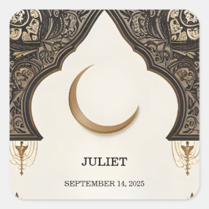 Pegatina Cuadrada Islam Nikah Árabe Walima Ducha Nupcial Musulmana