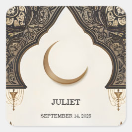 Pegatina Cuadrada Islam Nikkah Árabe Walima Musulmán Despedida de So