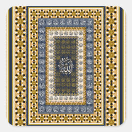 Pegatina Cuadrada Islamic Wall Art Allah Names Calligraphy Geometric