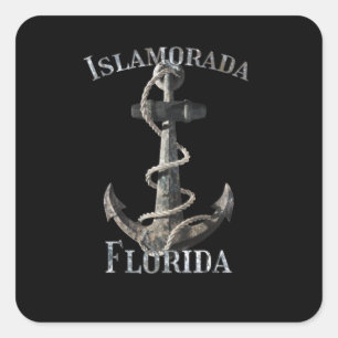 Pegatina Cuadrada Islamorada Florida Los Claves Vacan Ancla Náutica