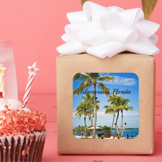 Pegatina Cuadrada Islamorada, palmeras de Florida (Fiesta)