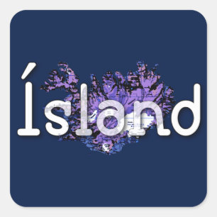 Pegatina Cuadrada Islandia