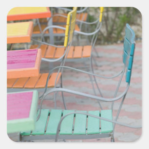 Pegatina Cuadrada Islas ABC, ARUBA, Palm Beach: Colorida cafetería