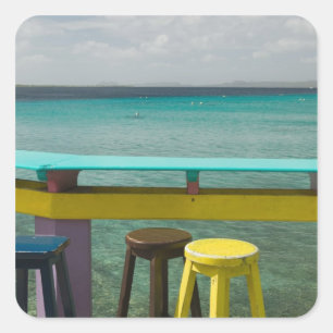 Pegatina Cuadrada Islas ABC, BONAIRE, Kralendijk: Vista al mar