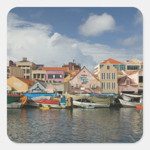 Pegatina Cuadrada Islas ABC, CURACAO, Willemstad: Punda,